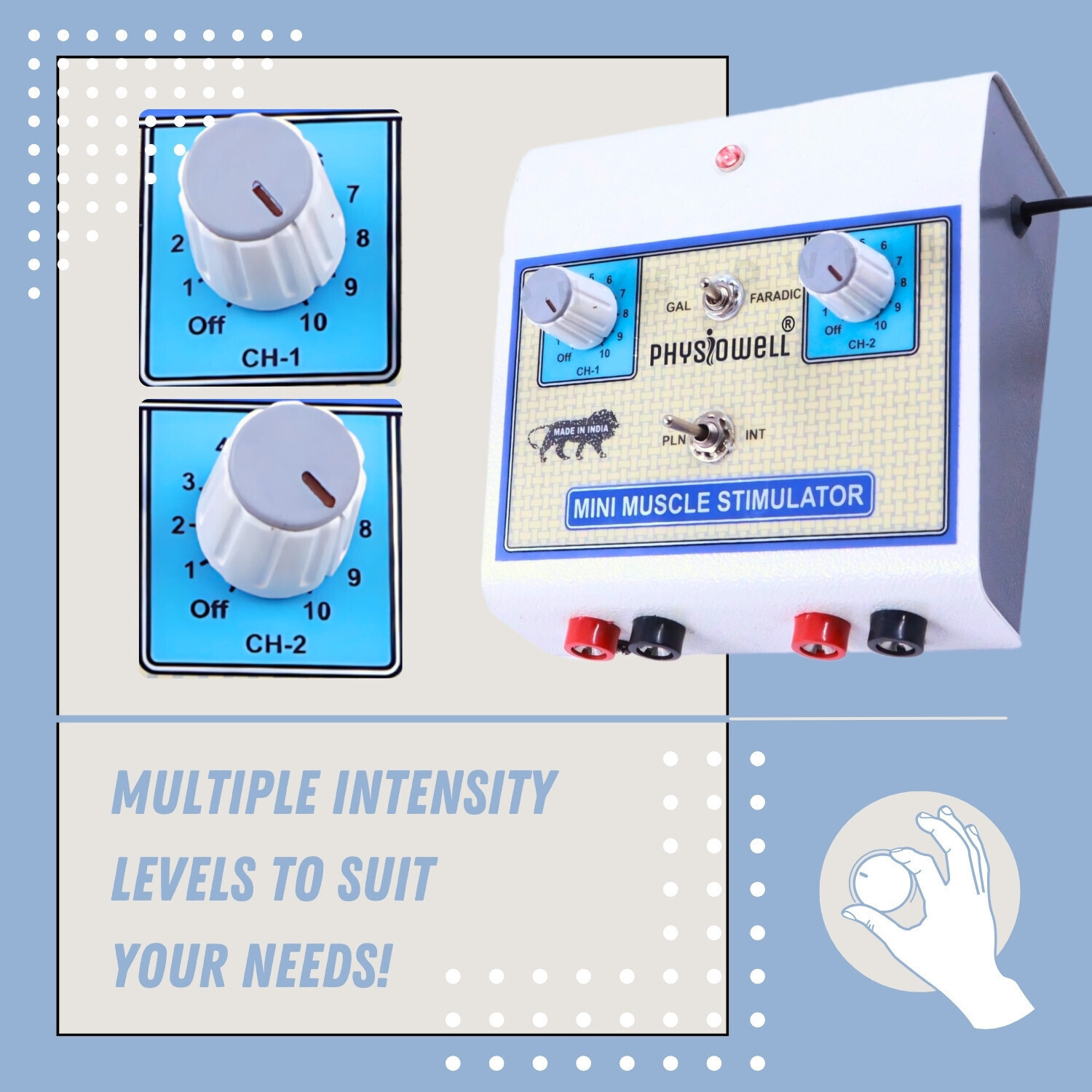 Image of Physiowell Physiotherapy Muscle Stimulator Muscle Stimulator Two Channel Machine for Physiotherapy Muscle Stimulator Electrotherapy Device