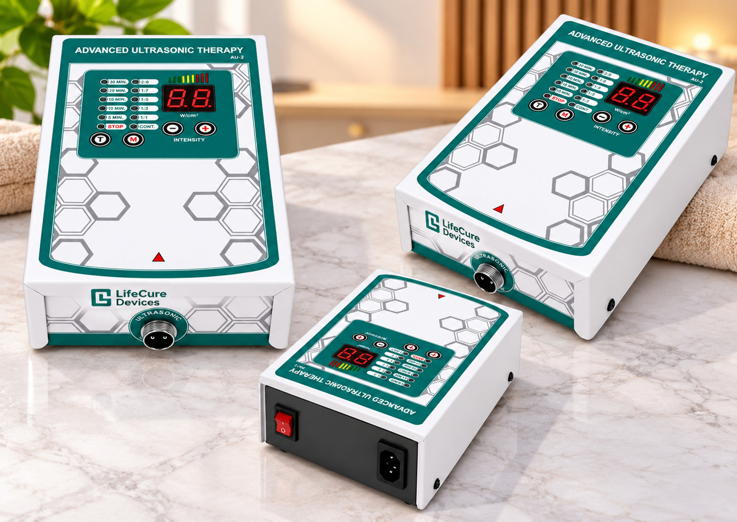 Image of lifecure AU-2 Digital Ultrasonic Physiotherapy Machine Ultrasound Physiotherapy Machine Electrotherapy Device (AU-2 Professional Ultrasound Therapy Equipment)