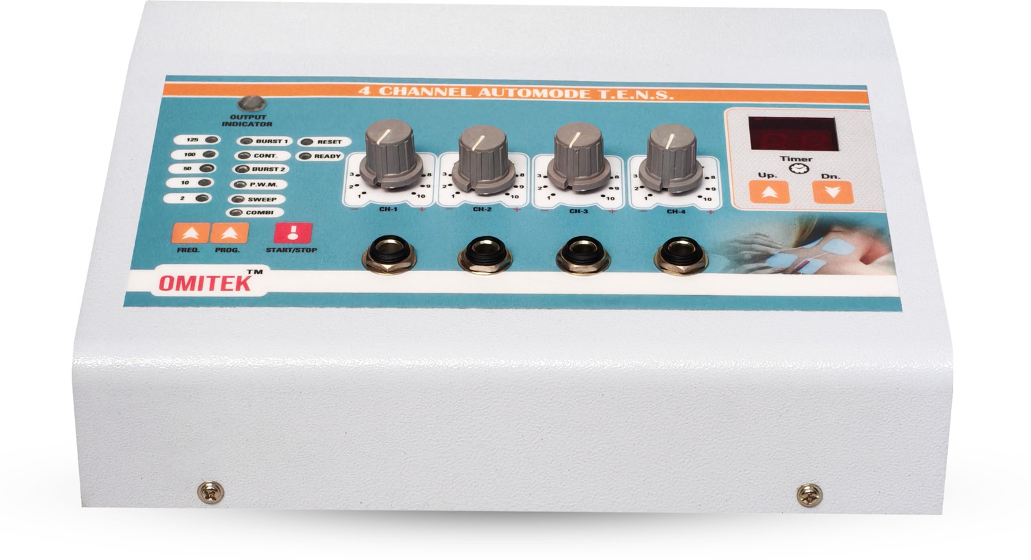 Image of omitek Micro Processor Based 4 Channel T.E.N.S. Auto Mode Physiotherapy Machine 4 channel Auto Mode Tens Physiotherapy Machine Electrotherapy Device (Auto Mode 4 Channel tens Machine Equipment Electrotherapy Device)