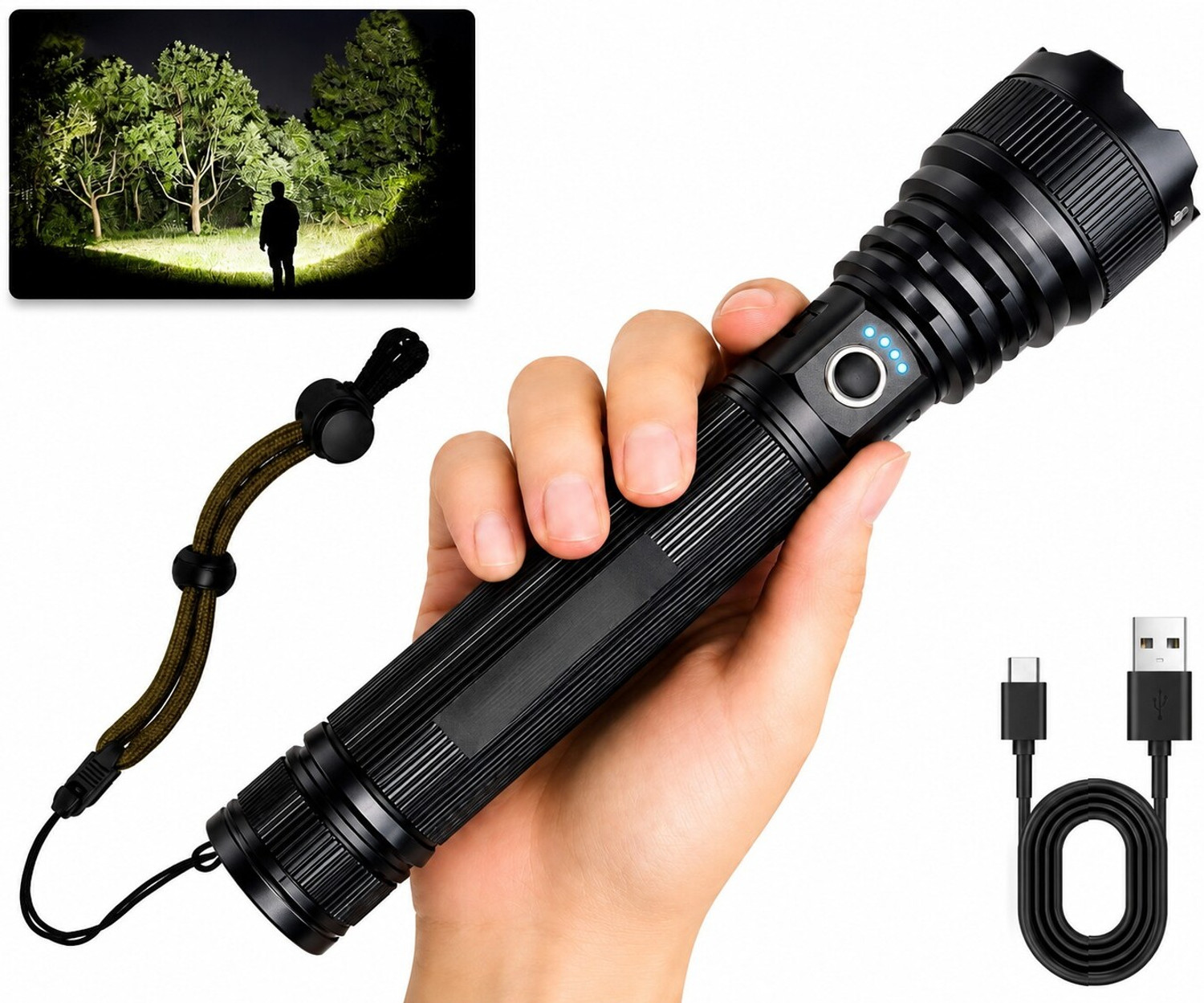 Image of HYMASA KZ-982 Professional LED Torch with Zoom Focus & High Brightness Beam 12 hrs Torch Emergency Light