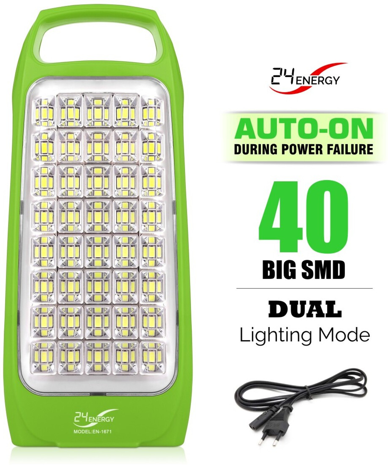 Image of 24 ENERGY Dual Mode Brightness with 40LED Chargeable Table lantern 8 hrs Flood Lamp Emergency Light