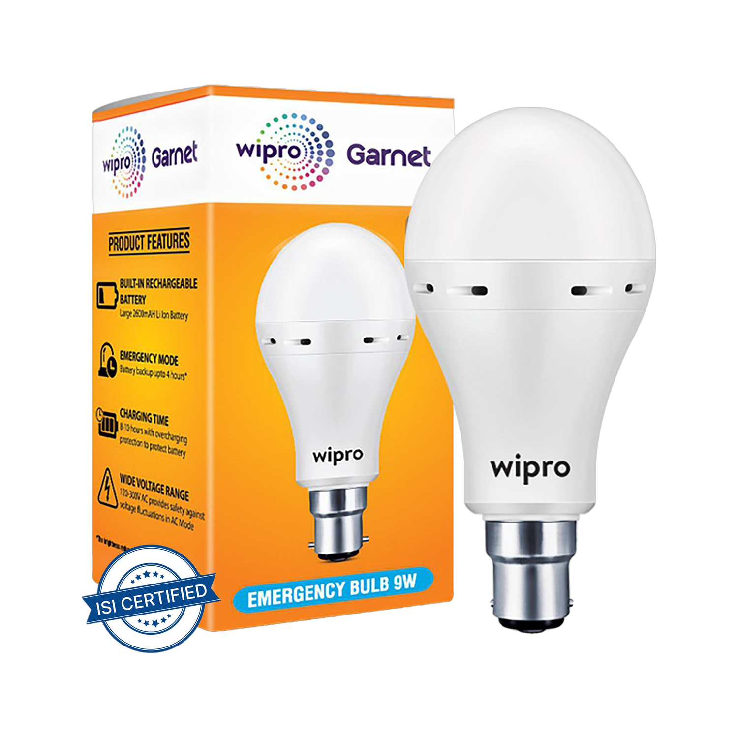 Wipro Garnet 9W Inverter LED, (Pack of 1) 4 hrs Bulb Emergency Light
