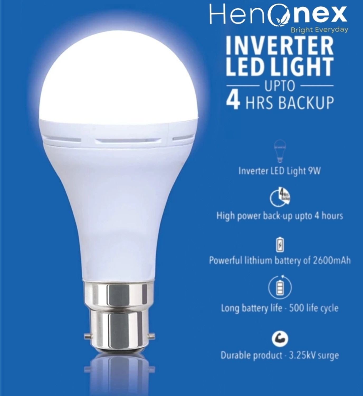 Image of Henonex 12 W Inverter Round B22 Inverter Bulb