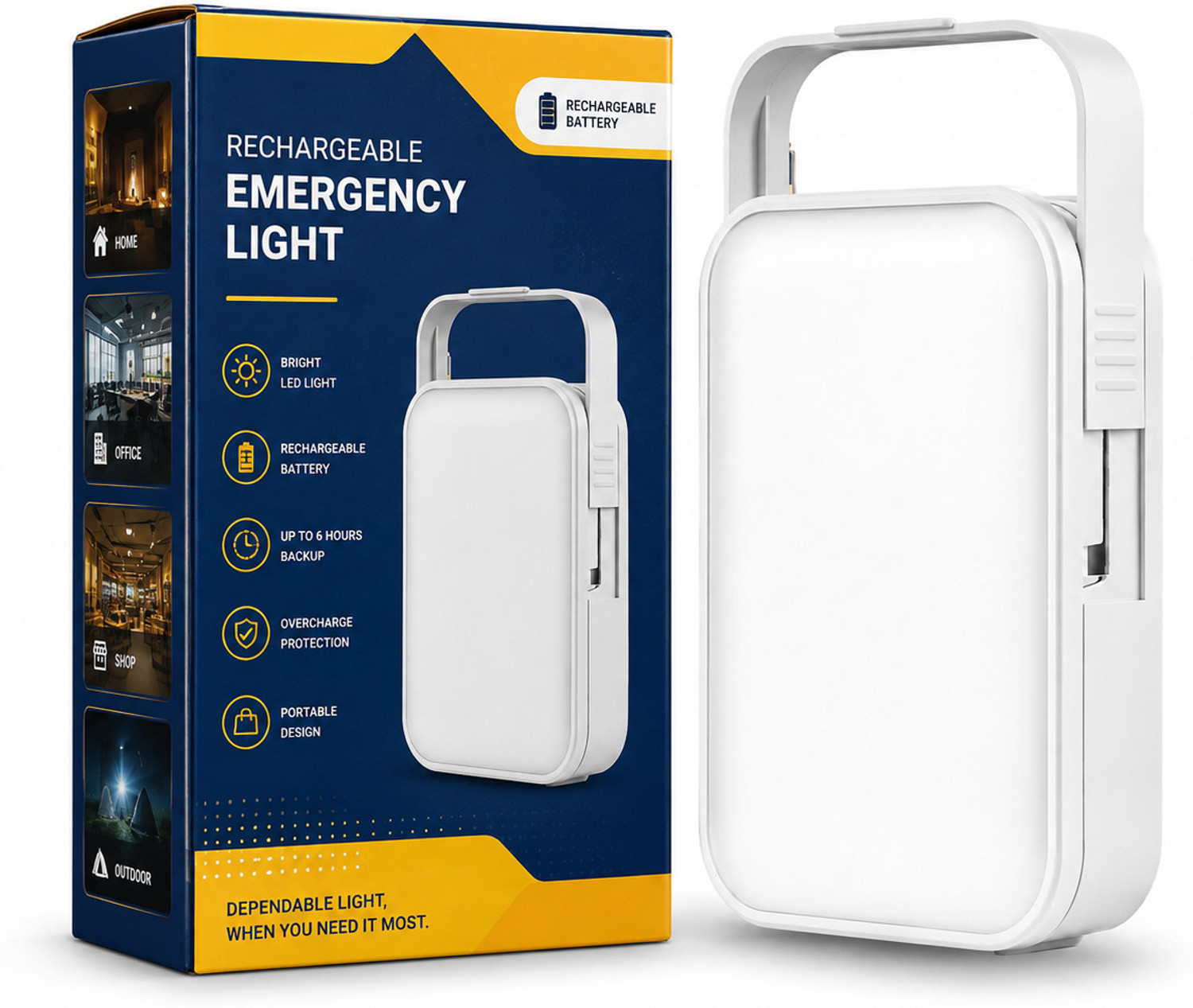 Image of TechPride LiteHouse Rechargeable Emergency Light with 4000mAh Battery Type C Charging 10 hrs Lantern Emergency Light