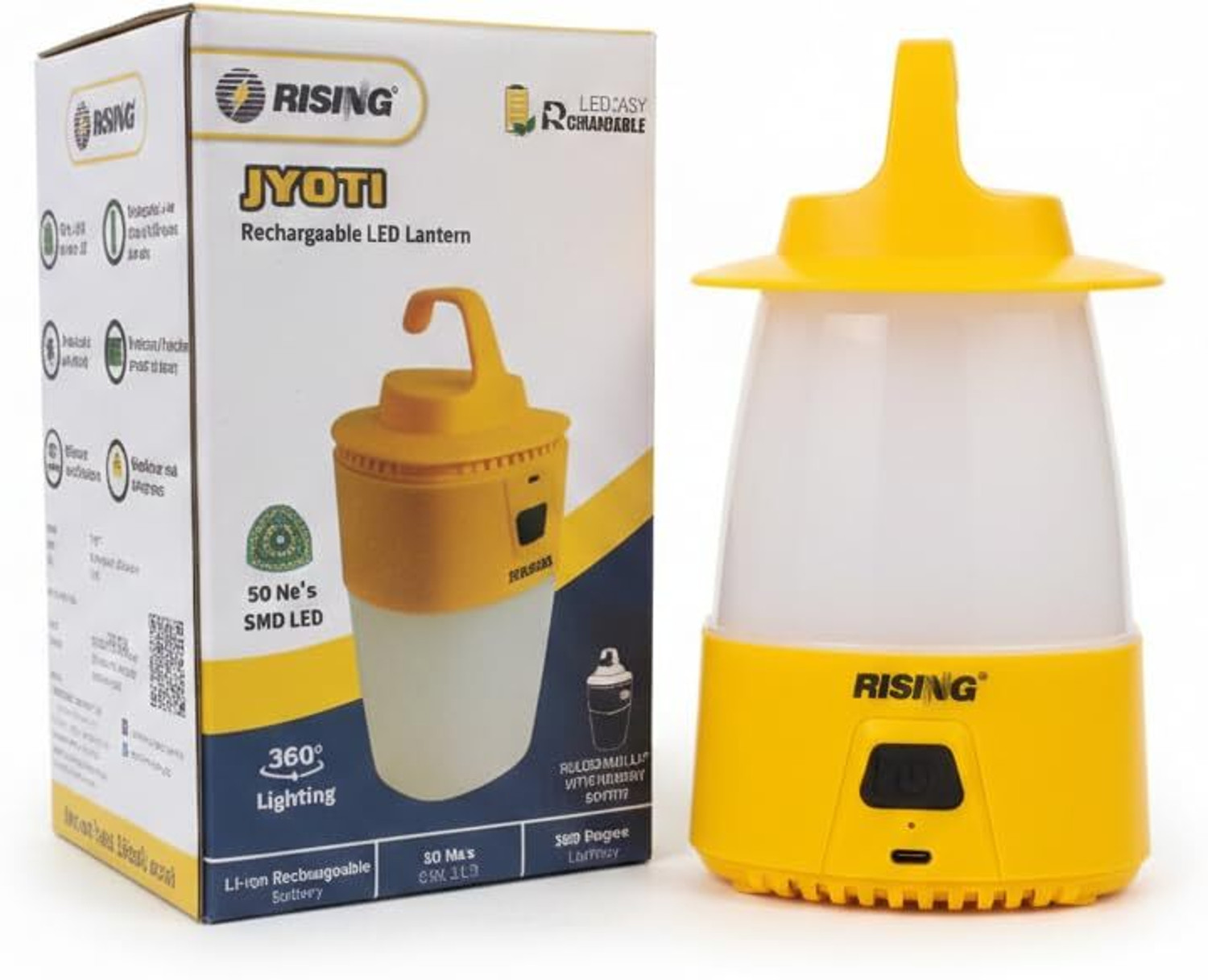 Image of Rising Jyoti 8W 50-LED Rechargeable Emergency Lantern | 2000mAh & 360� Lighting 11 hrs Lantern Emergency Light