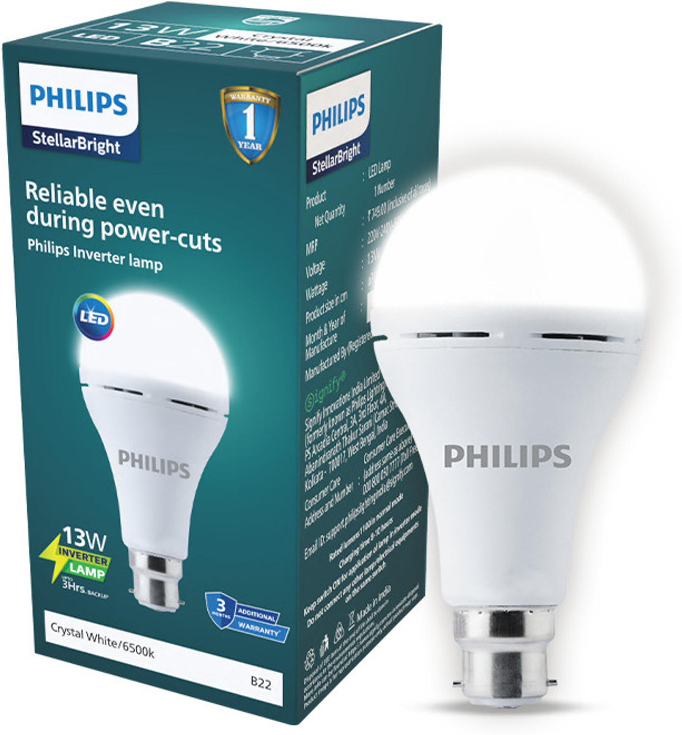 Image of PHILIPS LED Bulb Emergency 13W CW B22 3hr 3 hrs Bulb Emergency Light