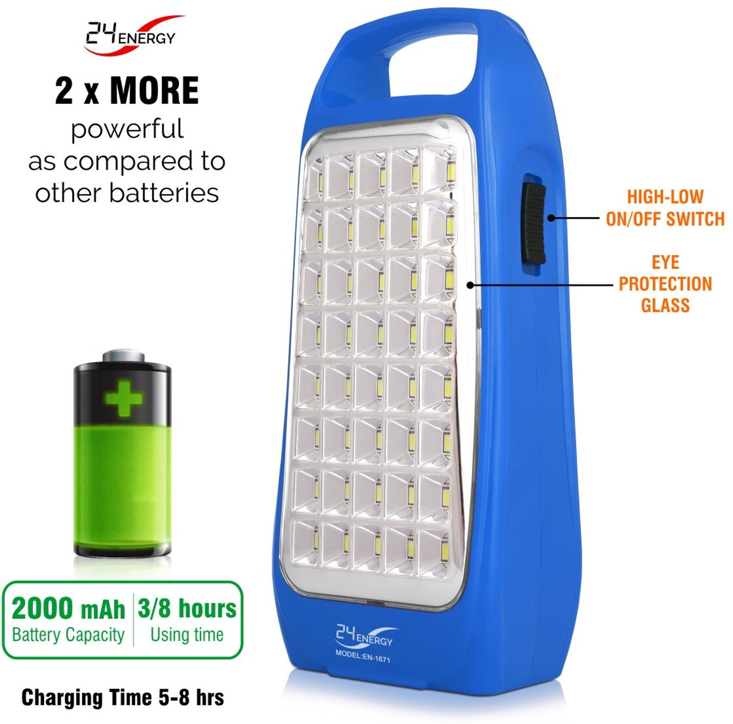 Image of 24 ENERGY Rechargeable & Portable Hi-Bright 40 SMD LED Lantern Lamp Home Light 8 hrs Flood Lamp Emergency Light