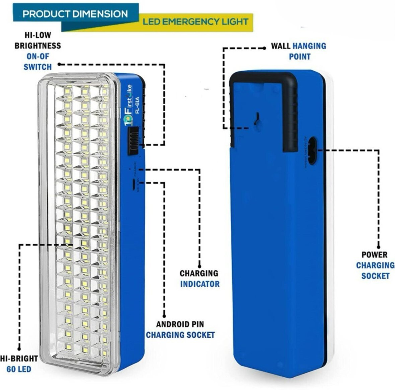 Image of VR Bright Lite Rl-61A Smd Emergency Lighty-128 10 hrs Lantern Emergency Light