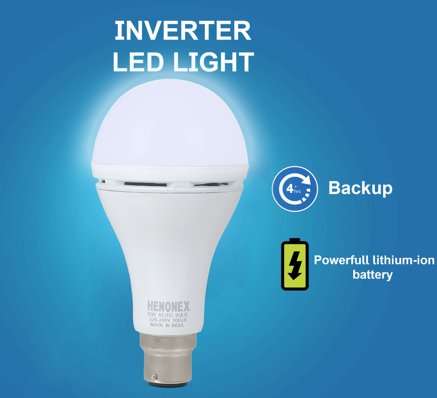 Image of Henonex 12W Inverter bulb pack of 1 3 hrs Bulb Emergency Light