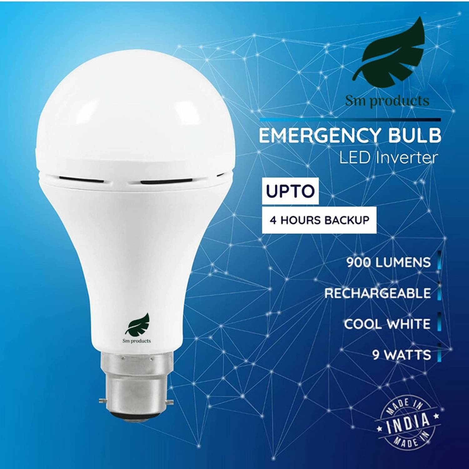 Alfa Bright Inverter emergency bulb pack of 1 12wt up to 4 hrs backup 4 hrs Bulb Emergency Light