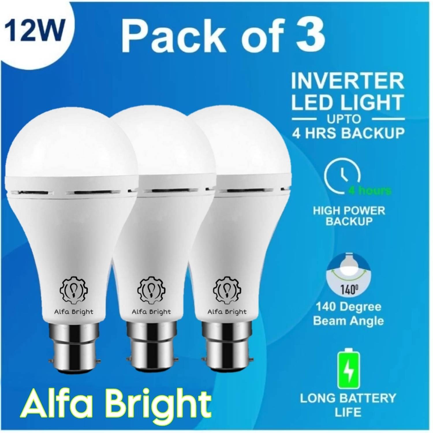Alfa Bright emergency bulb rechargeable inverter led 4 hrs Bulb Emergency Light 3 hrs Bulb Emergency Light