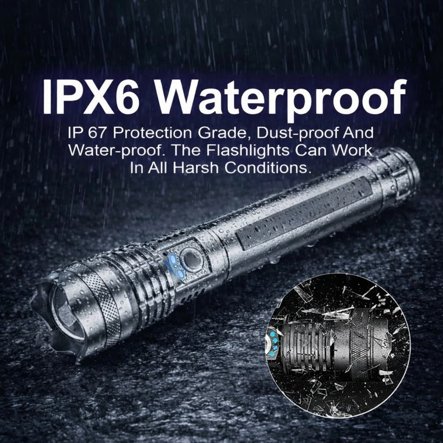 Image of HYMASA KZ-982 LED Torch Light, Zoomable Focus, Heavy Duty Rechargeable Flashlight 12 hrs Torch Emergency Light