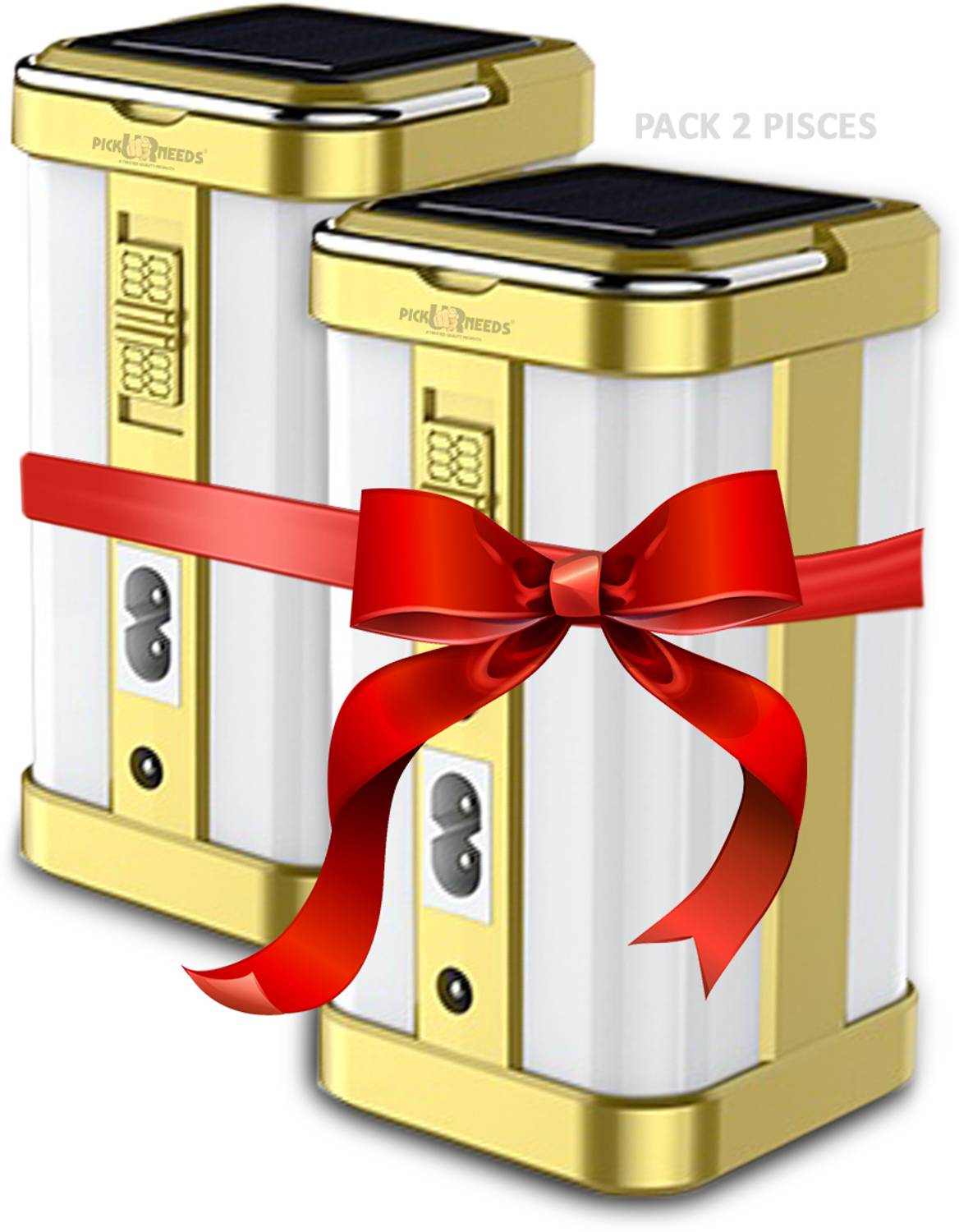 Pick Ur Needs Emergency Solar Rechargeable Home LED Floor Lantern Lamp Light 4 Side Tube Pack2 6 hrs Lantern Emergency Light