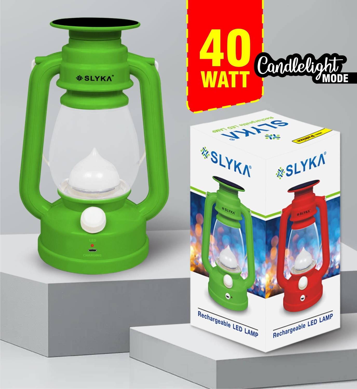 SLYKA 40 Watt Rechargeable 2 in 1 Night Lamp + Table Lantern Port