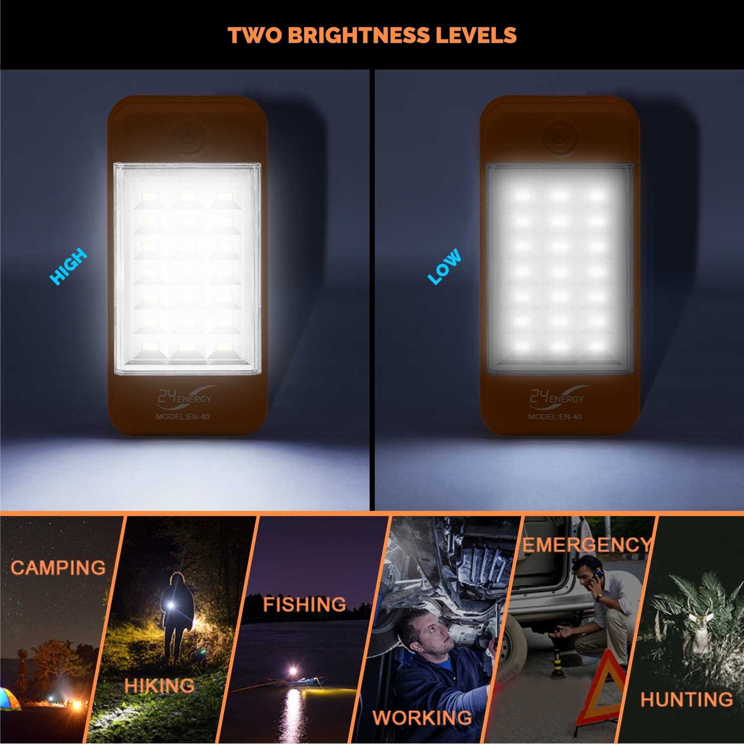 Image of 24 ENERGY USB Mobile Power Bank with 21 LED Light Rechargeable Solar 5 hrs Lantern Emergency Light