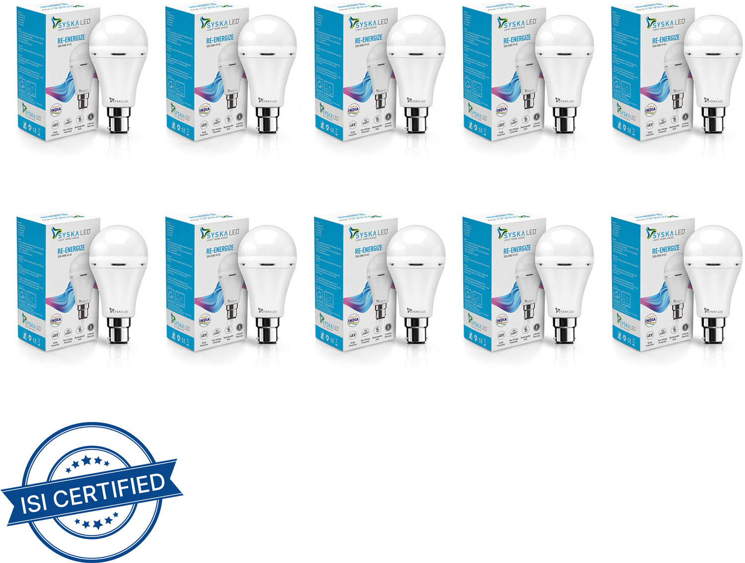Image of Syska 9W Rechargeable Emergency Inverter Cool Day Light 3.5 hrs Bulb Emergency Light
