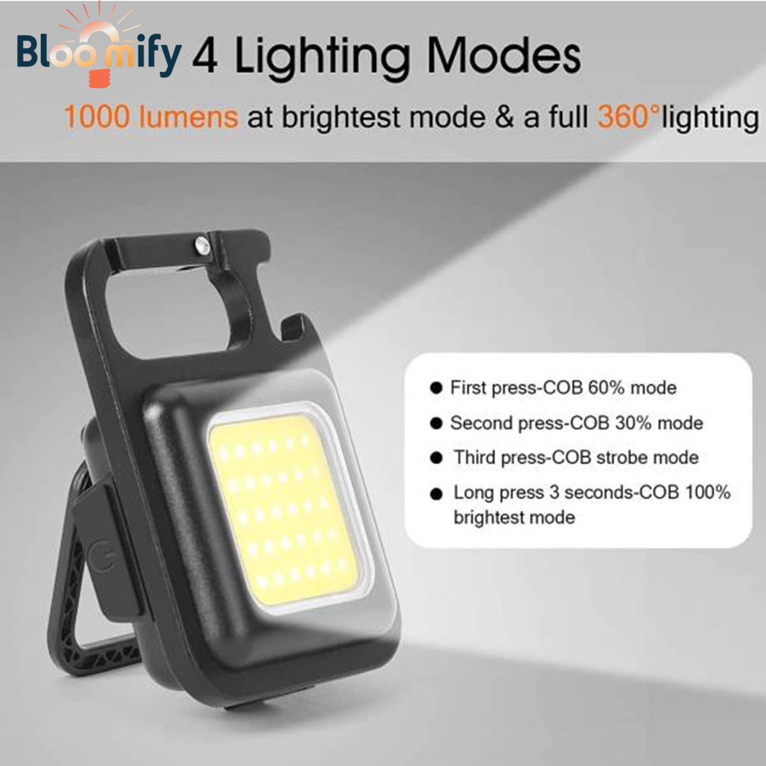 BloomiFy BMT-K144 Multifunction Keychain Flashlight & Bottle Opener Compact Camping Light 2 hrs Torch Emergency Light