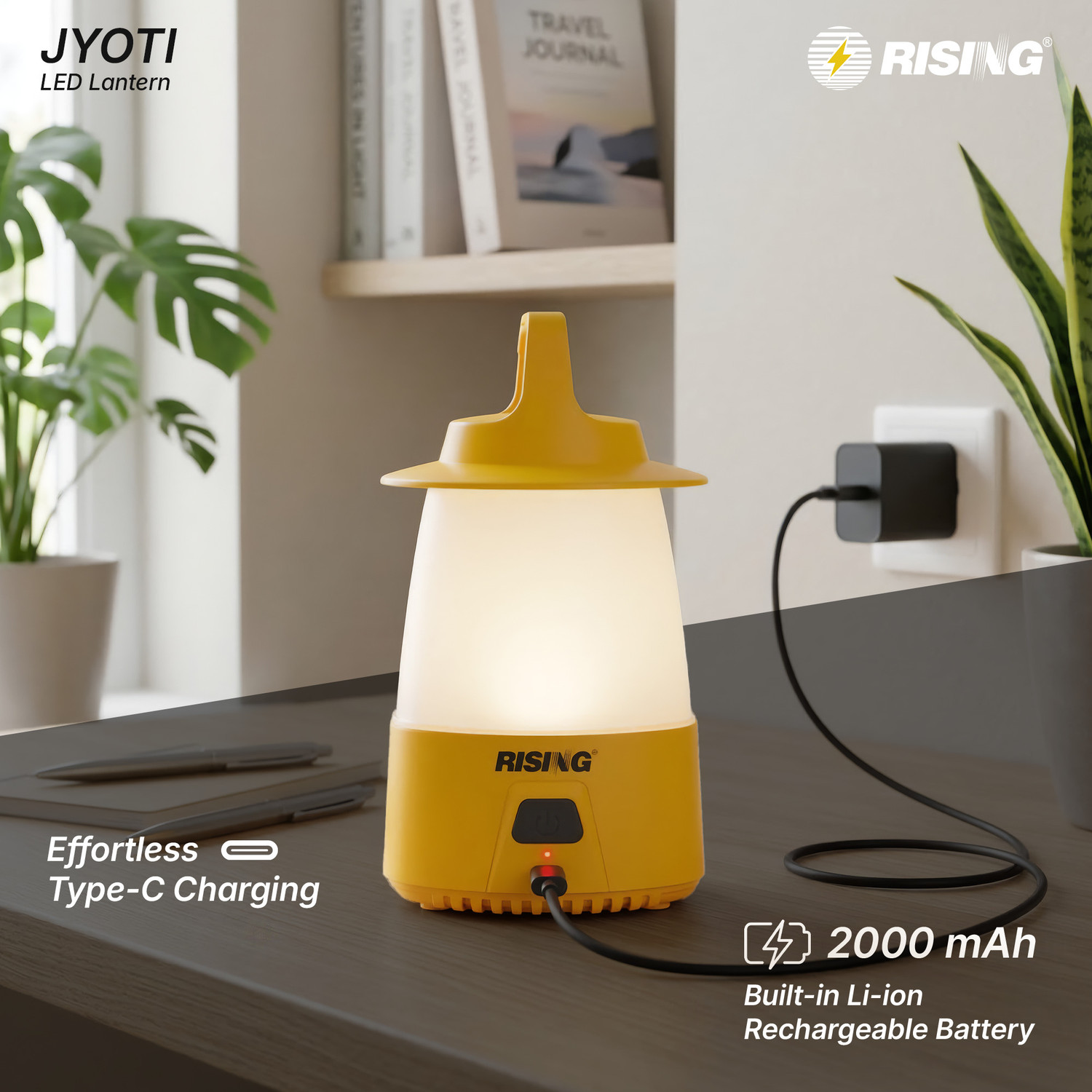 Image of Rising Jyoti 8W 50-LED Rechargeable Emergency Lantern | 2000mAh & 360� Lighting 11 hrs Lantern Emergency Light