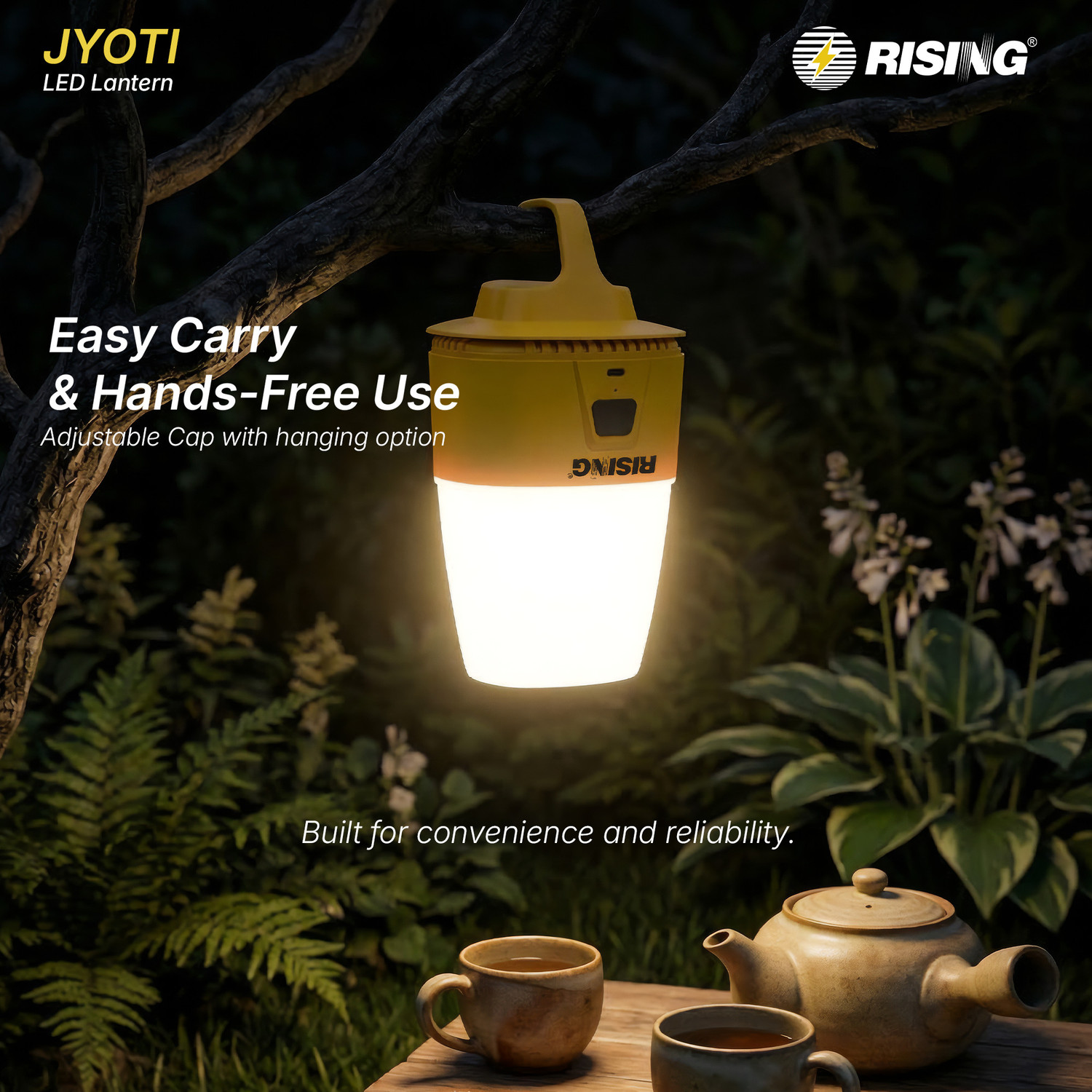 Image of Rising Jyoti 8W 50-LED Rechargeable Emergency Lantern | 2000mAh & 360� Lighting 11 hrs Lantern Emergency Light