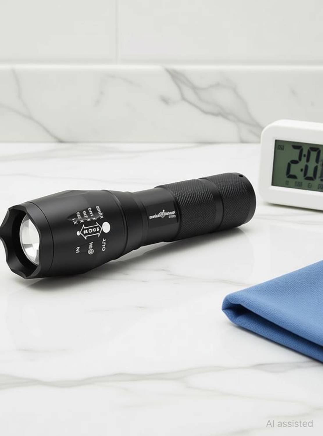 amiciVision Metal LED Torch Flashlight XML T6 Water Resistance 5 Modes Adjustable Focus without Battery Torch