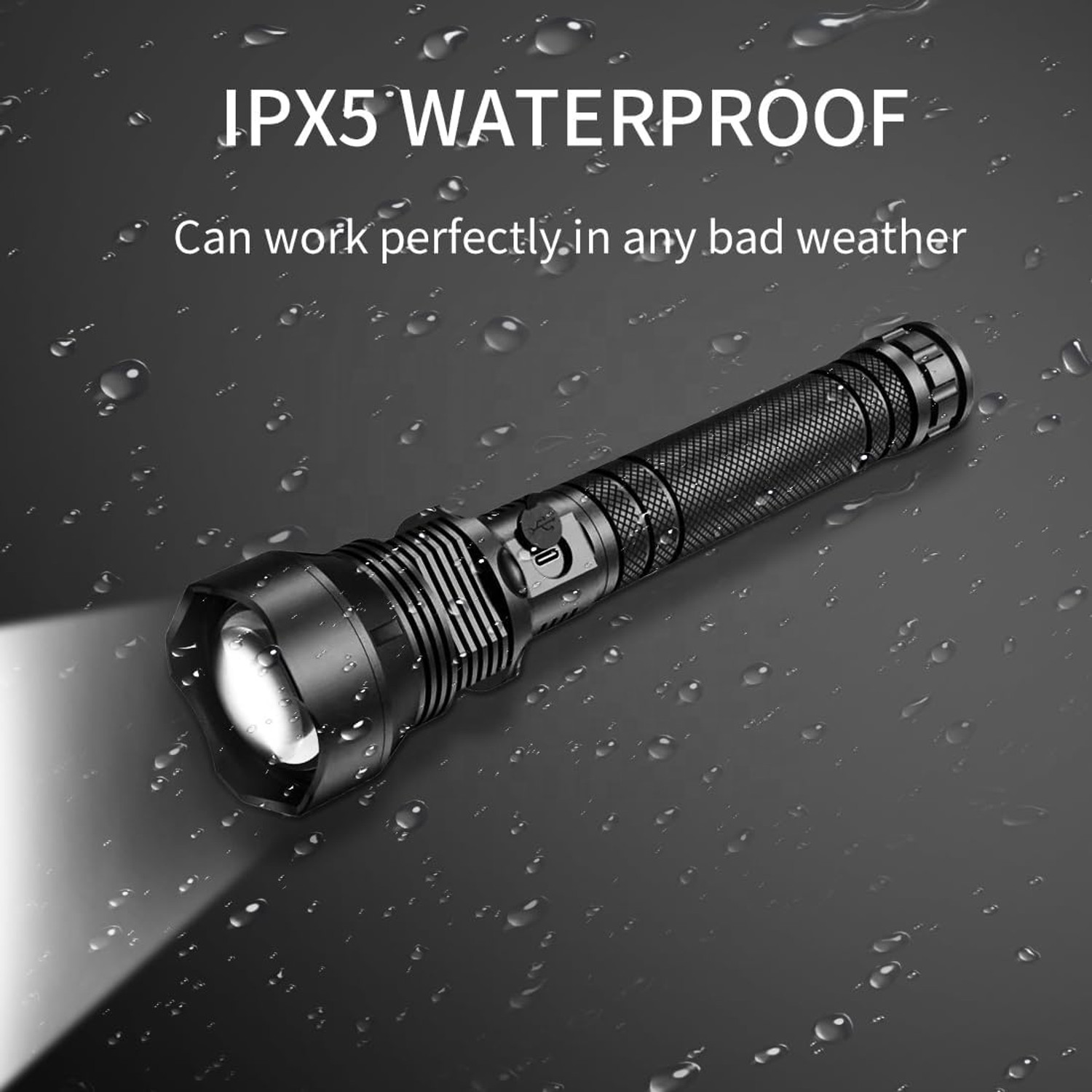 Image of Oximus High Power Long Distance Rechargeable Flashlight Support Zoom In /Focus XHP90 12 hrs Torch Emergency Light