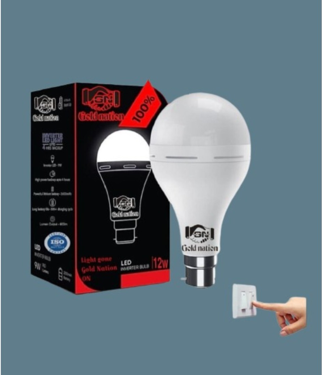 Image of Gold Nation 12W Emergency LED Bulb| Rechargeable LED light| Backup Time 4hr 4 hrs Bulb Emergency Light