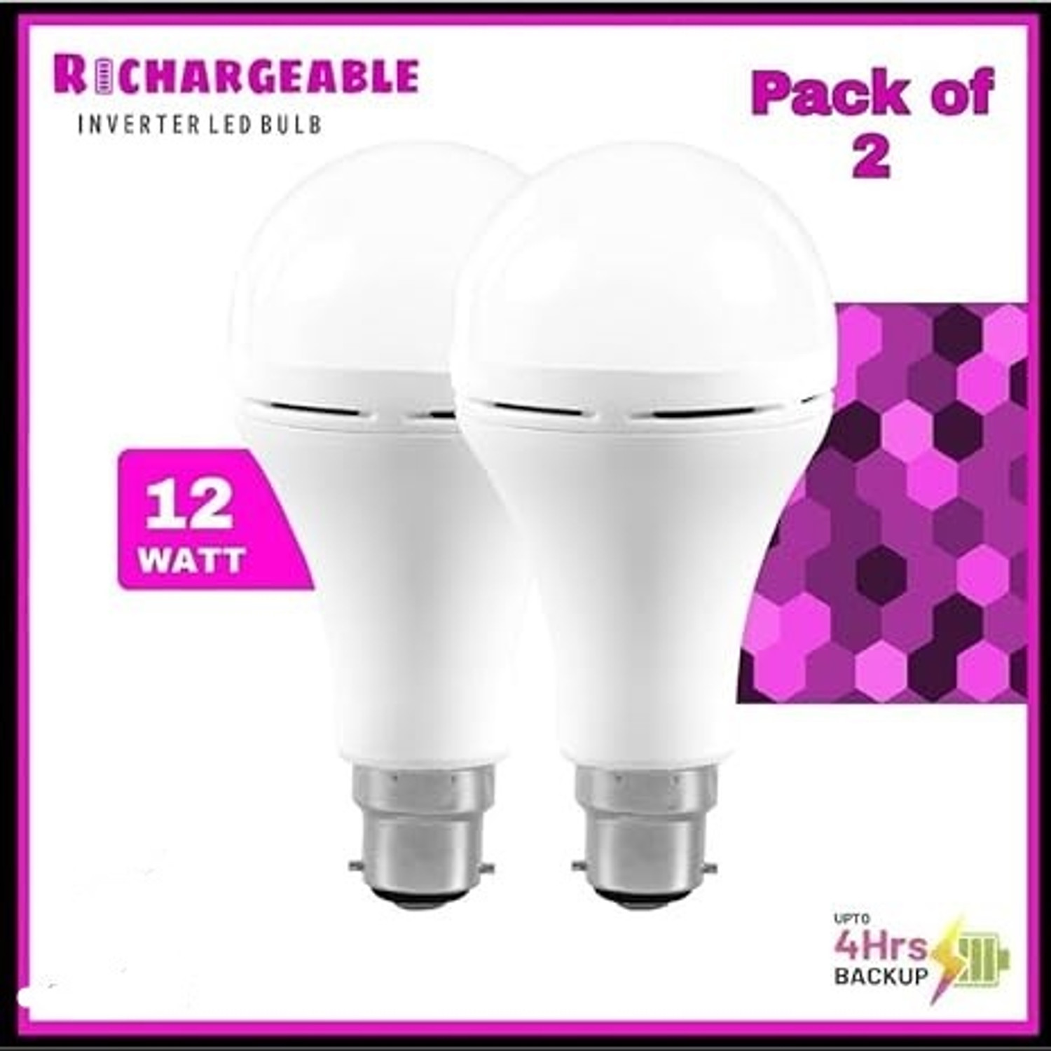 Image of Gold Nation 12W Charging emergency bulb pack of 2 Bulb Emergency Light 8 hrs Bulb 8 hrs Bulb Emergency Light