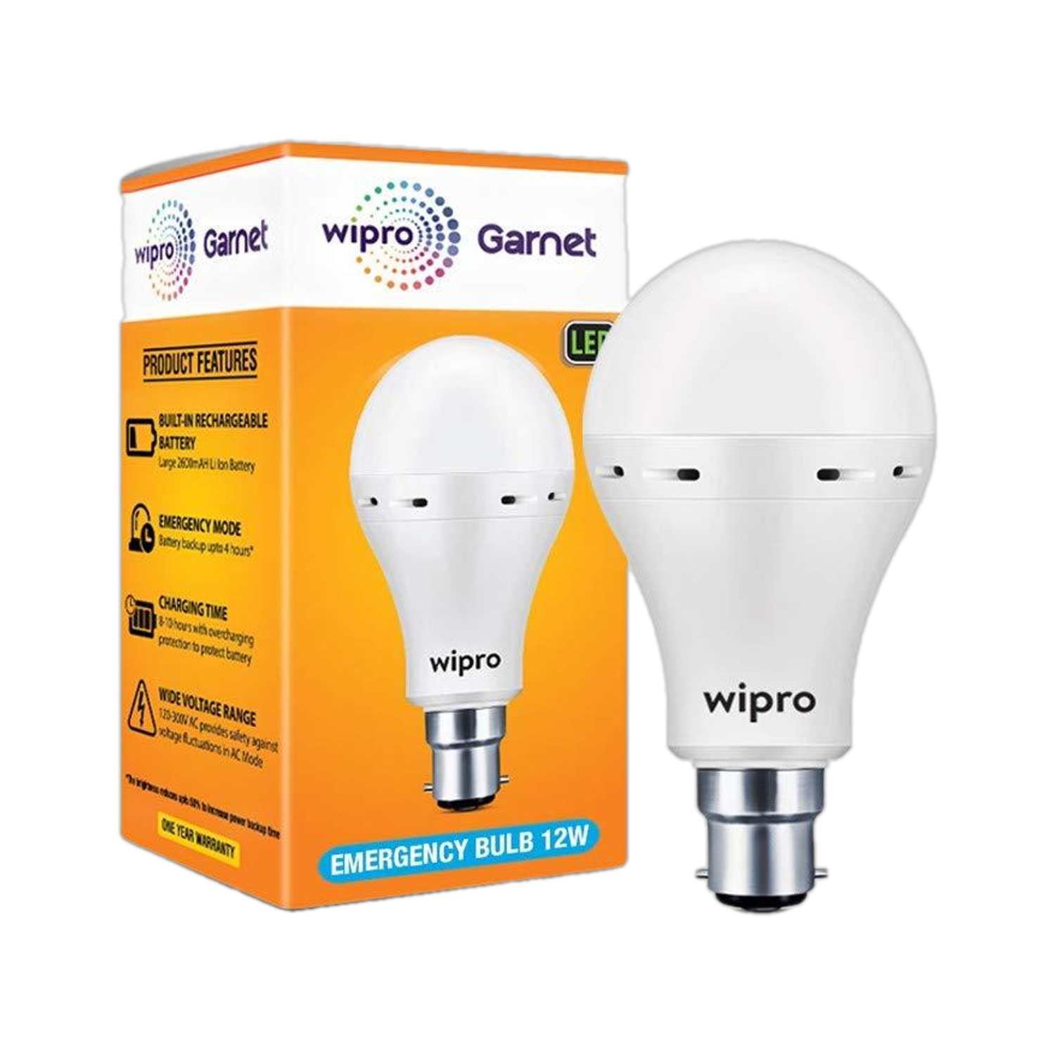 Wipro Garnet 12W Inverter LED, (Pack of 1) 4 hours Bulb Emergency Light