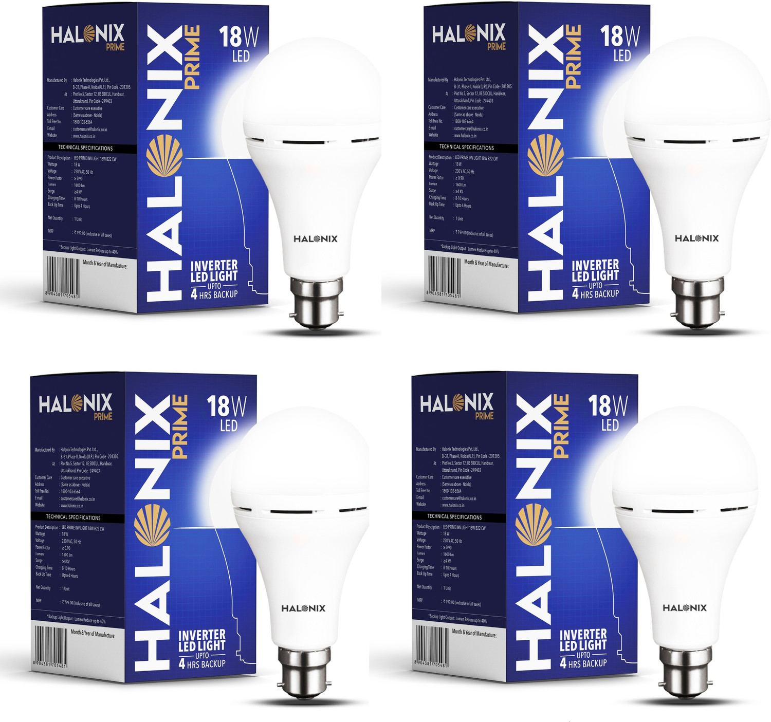 Image of HALONIX 18W Inverter Rechargeable bulb 4 hrs Bulb Emergency Light