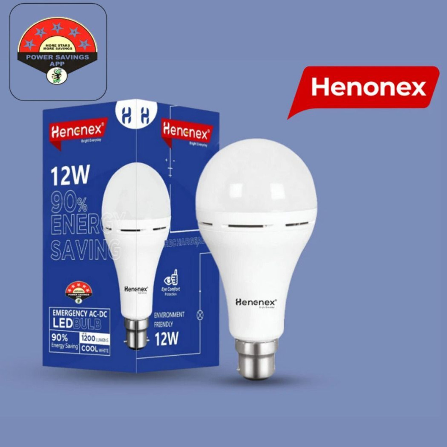 Image of Henonex 12W Battery Backup Bulb for Emergency Lighting 2 hrs Bulb Emergency Light