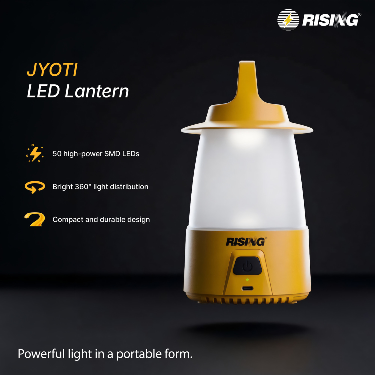 Image of Rising Jyoti 8W 50-LED Rechargeable Emergency Lantern | 2000mAh & 360� Lighting 11 hrs Lantern Emergency Light