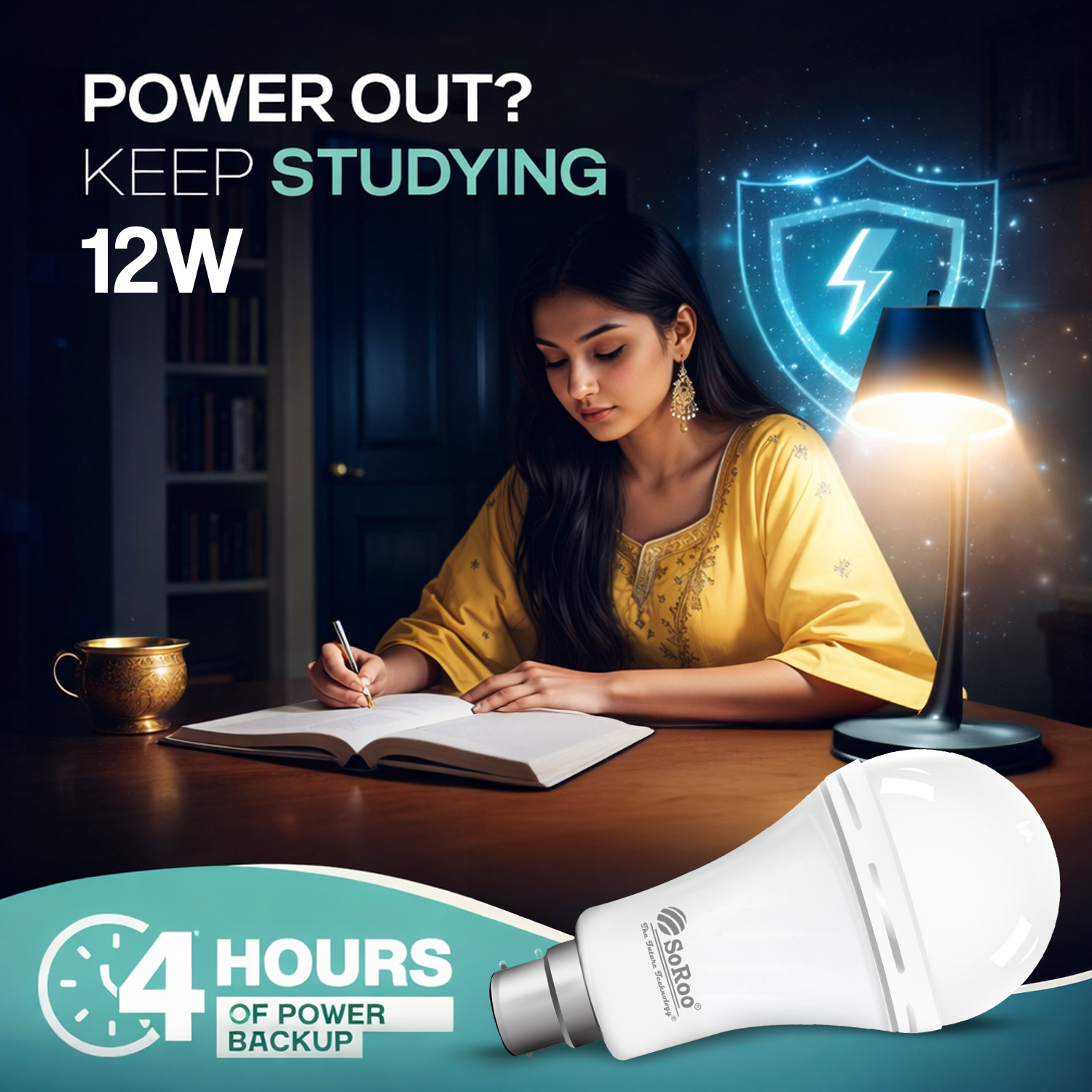 Image of SoRoo 1500mah SUNSHINE SERIES EMERGENCY BULB 6 hrs Bulb Emergency Light