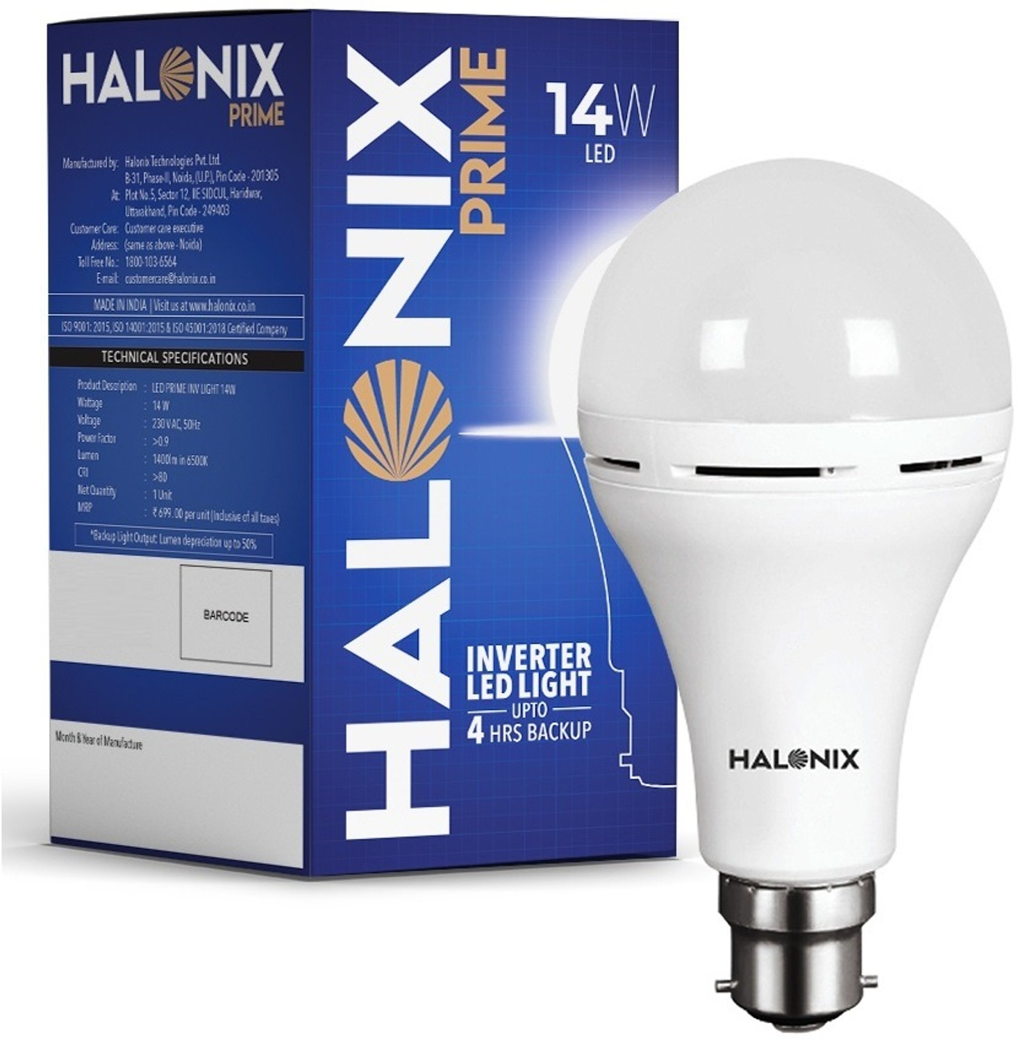 Image of HALONIX 14 W Inverter Round B22 D Inverter Bulb