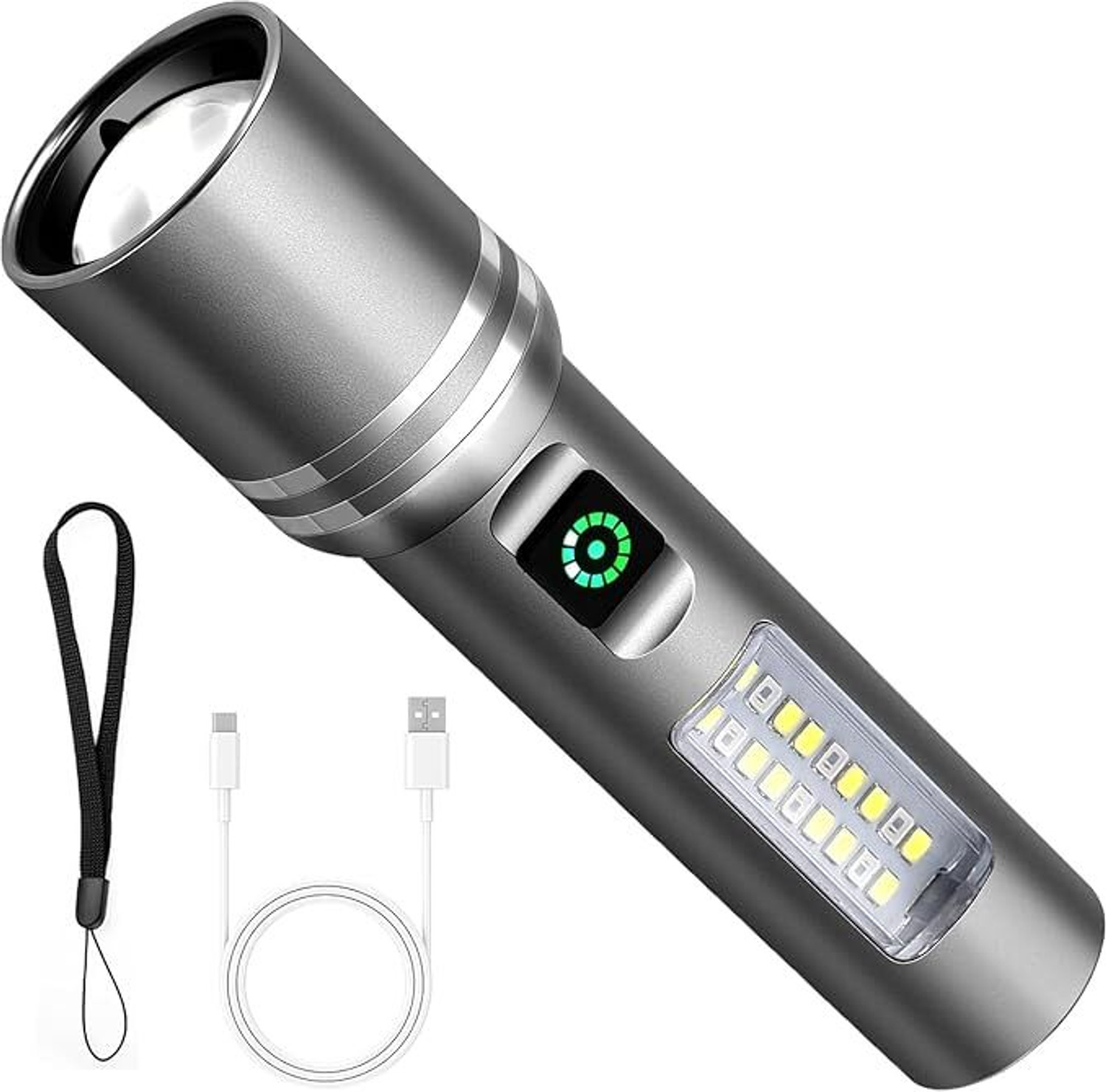 Image of Zeno volt M15 Metal Led Light Long Range 1000 Meter|1 Km High Power Zoomable & Type-C 5 hrs Torch Emergency Light
