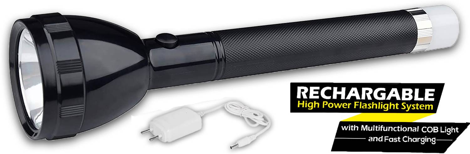 iDOLESHOP 2 IN 1 Rechargeable Waterproof Dual Mode Long Range to 1 KM Flashlight 3000mAh 8 hrs Torch Emergency Light