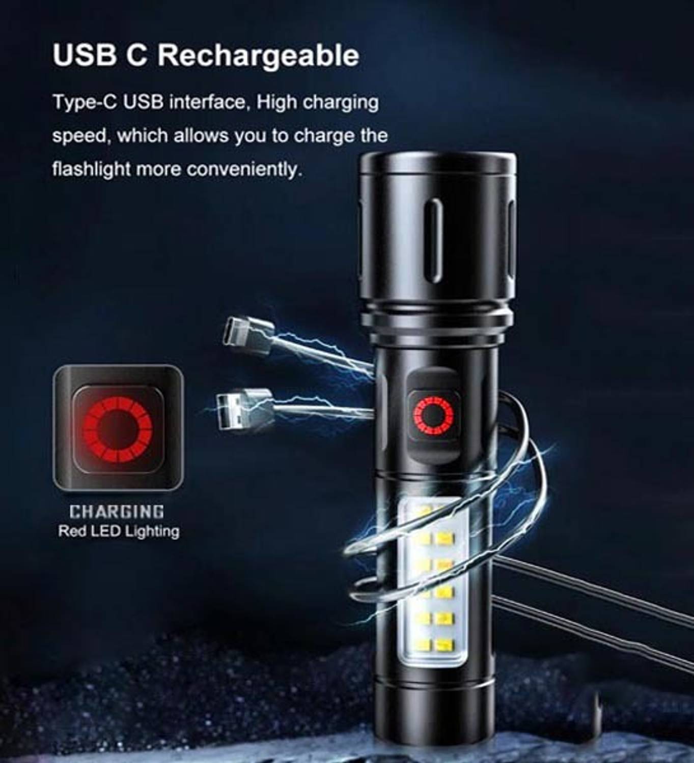 ZFX Metal Led Long Range 1000 Meter High Power Zoomable & Type-C 8