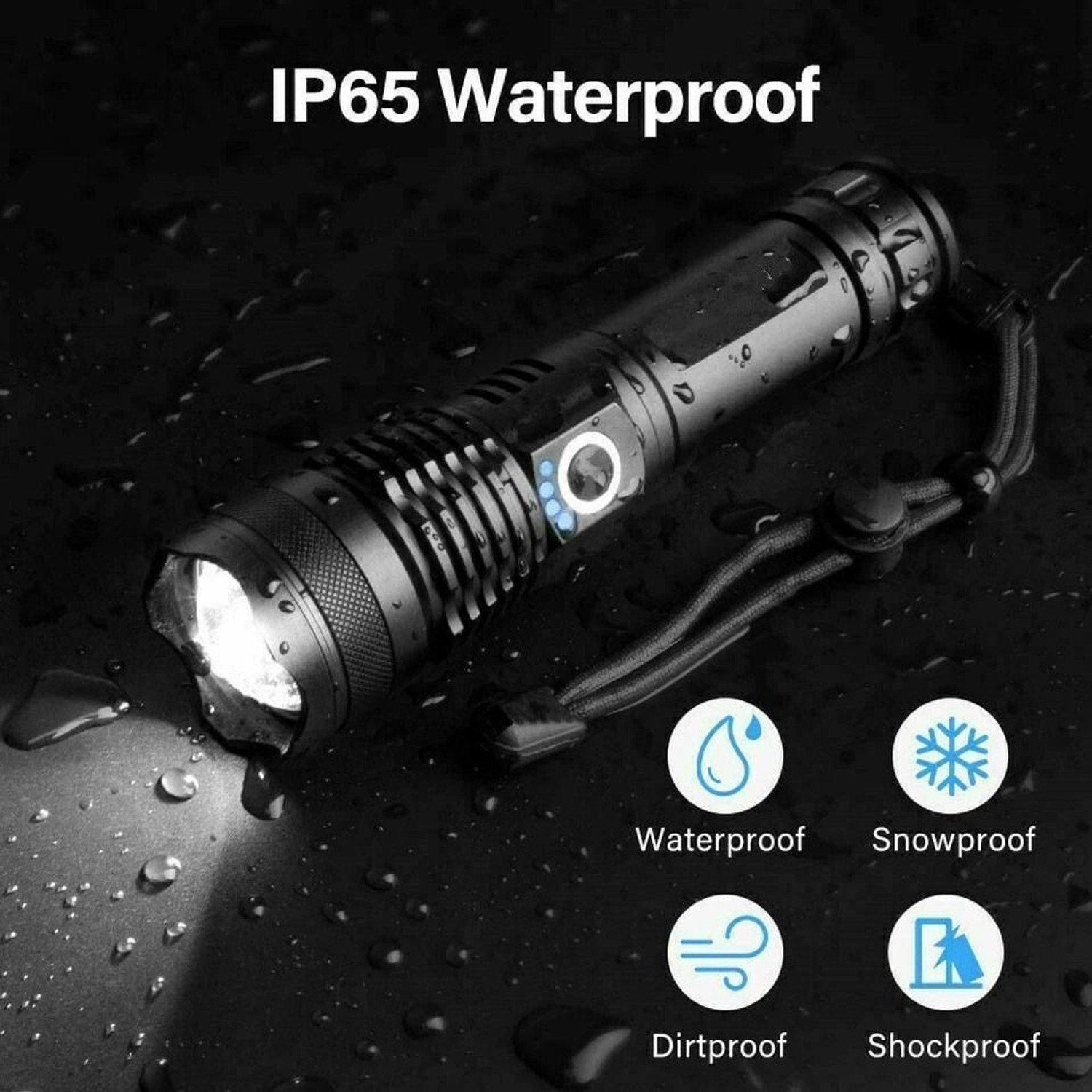 Image of HYMASA 376 Rechargeable Led Metal Zoomable 5 Mode Flashlight /Torch Light 8 hrs Torch Emergency Light