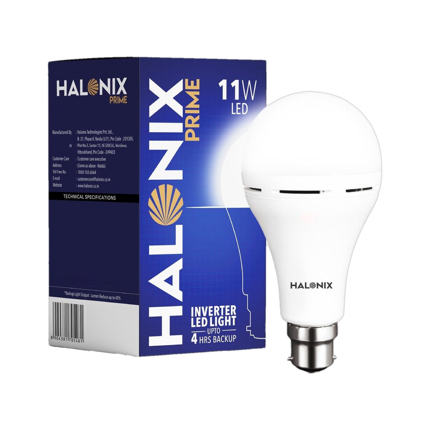 Image of HALONIX 11W Rechargeable Emergency Inverter Bulb 4 hrs Bulb Emergency Light