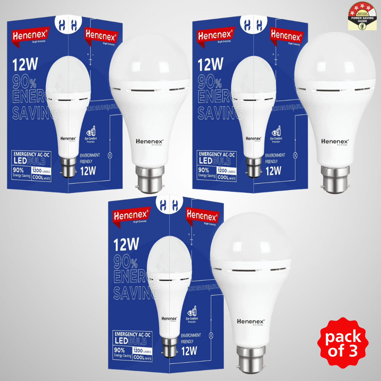 Image of Henonex Emergency LED Charging Bulb-12W-10 4 hrs Bulb Emergency Light