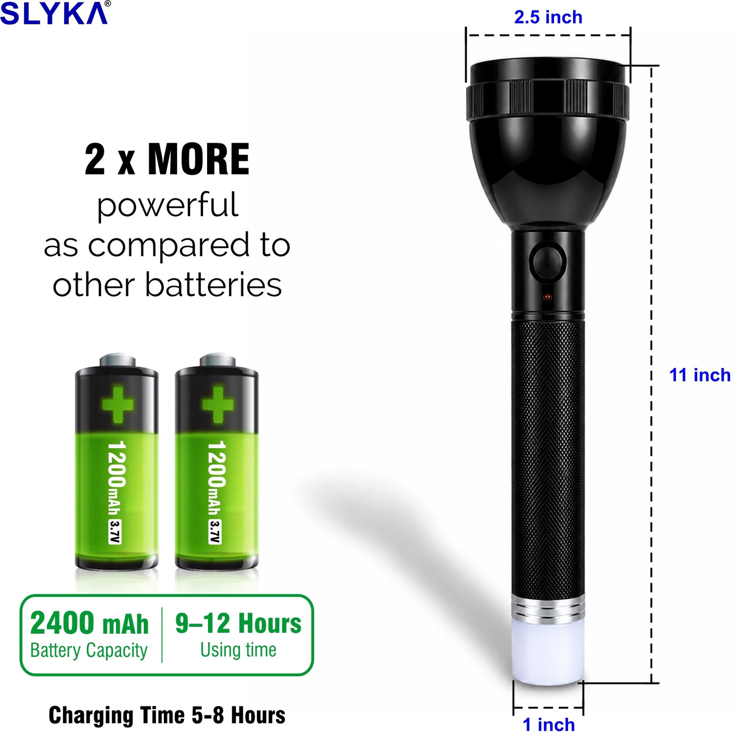 Image of SLYKA 100 Watt LED Torch with Emergency Tail Light Rechargeable torch Flood Lamp 10 hrs Lantern Emergency Light