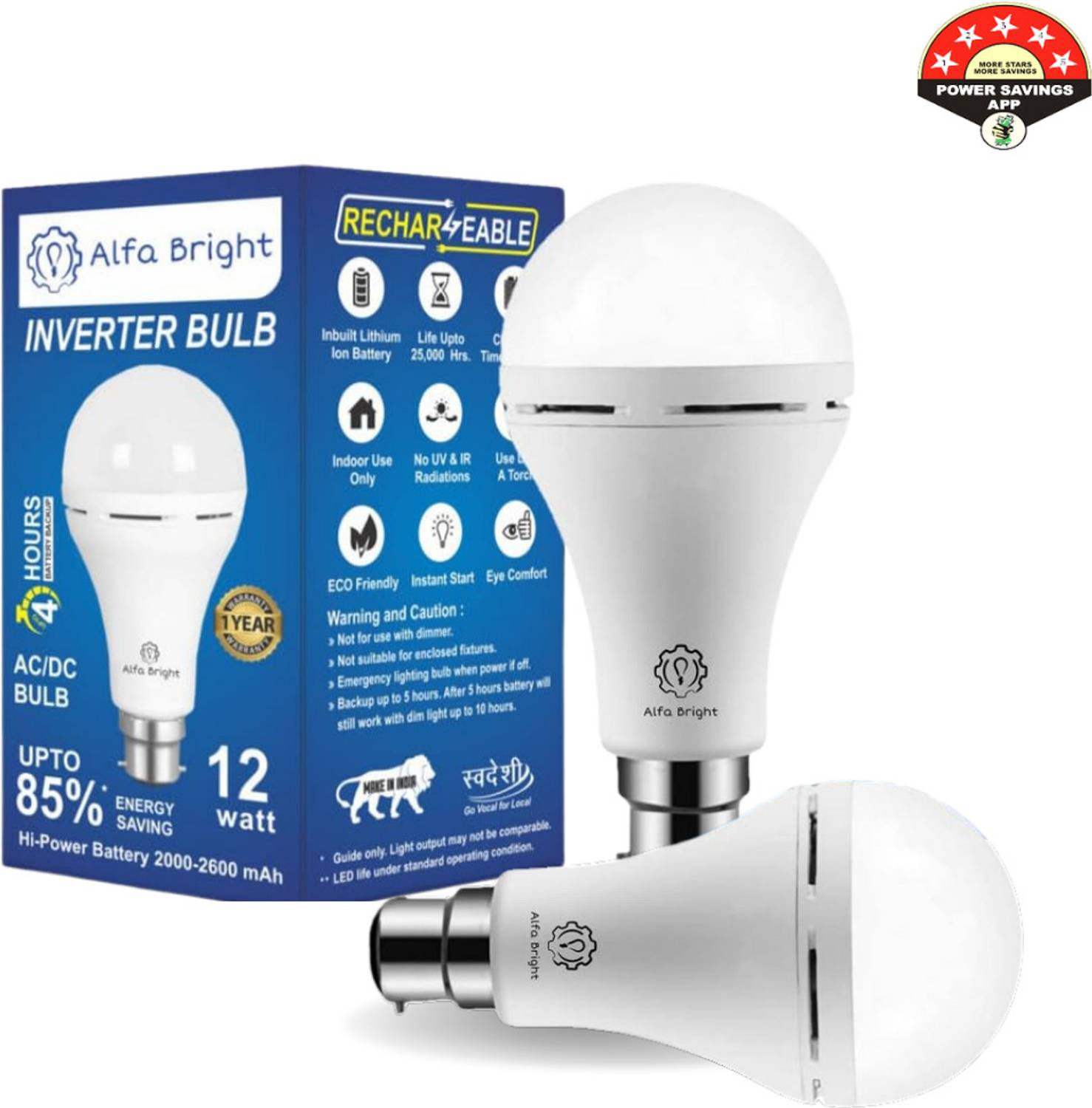 Alfa Bright Reliable 12W LED Bulb with Battery Backup for Emergencies 4 hrs Bulb Emergency Light