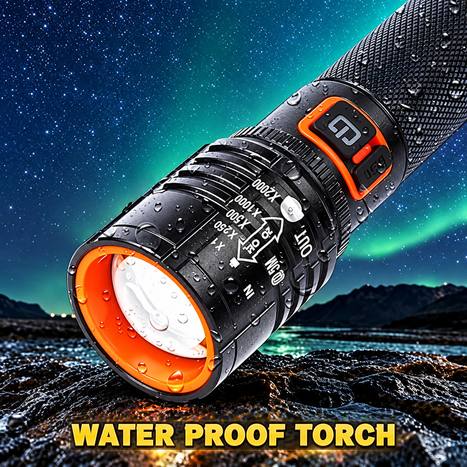 Image of Zeus Volt Aluminum Alloy Flashlight 30W LED Side COB Type-C USB 3 Modes Zoomable 6 hrs Torch Emergency Light (Multicolor)