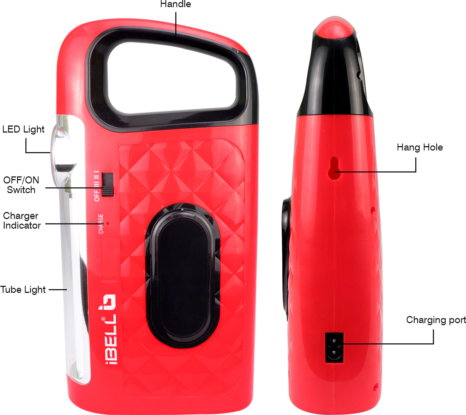 Image of iBELL EL8428SL 2-in-1 Emergency Light with Torch, Rechargeable LED Hand Lamp, 3 Modes 5 hrs Lantern Emergency Light