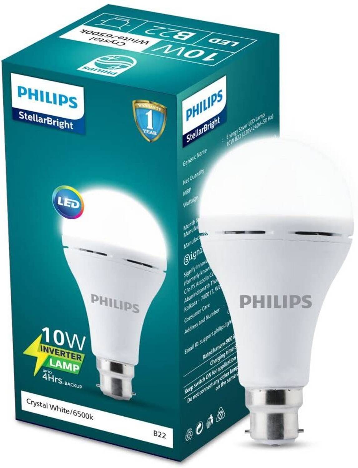 PHILIPS INVERTER-10W-GREEN-01 4 hrs Bulb Emergency Light