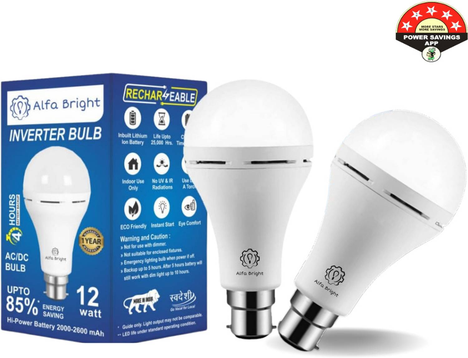 Alfa Bright 12W LED Emergency Bulb with Long-Lasting Battery Backup 4 hrs Bulb Emergency Light