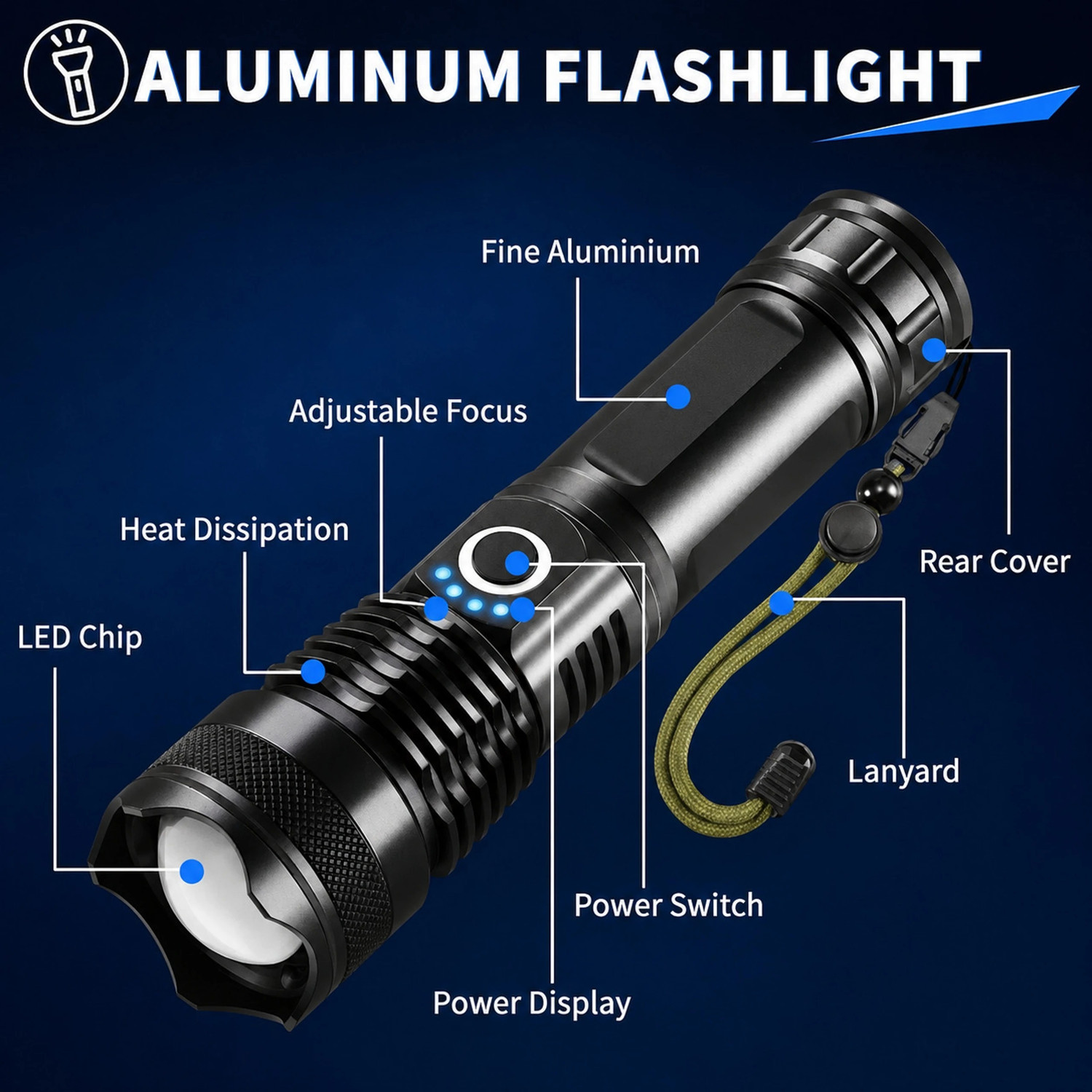 Image of EPONYMOUS M376 (ZOOMABLE LED) Led Long Range Torch (Black, 17.5 cm, Rechargeable) Torch