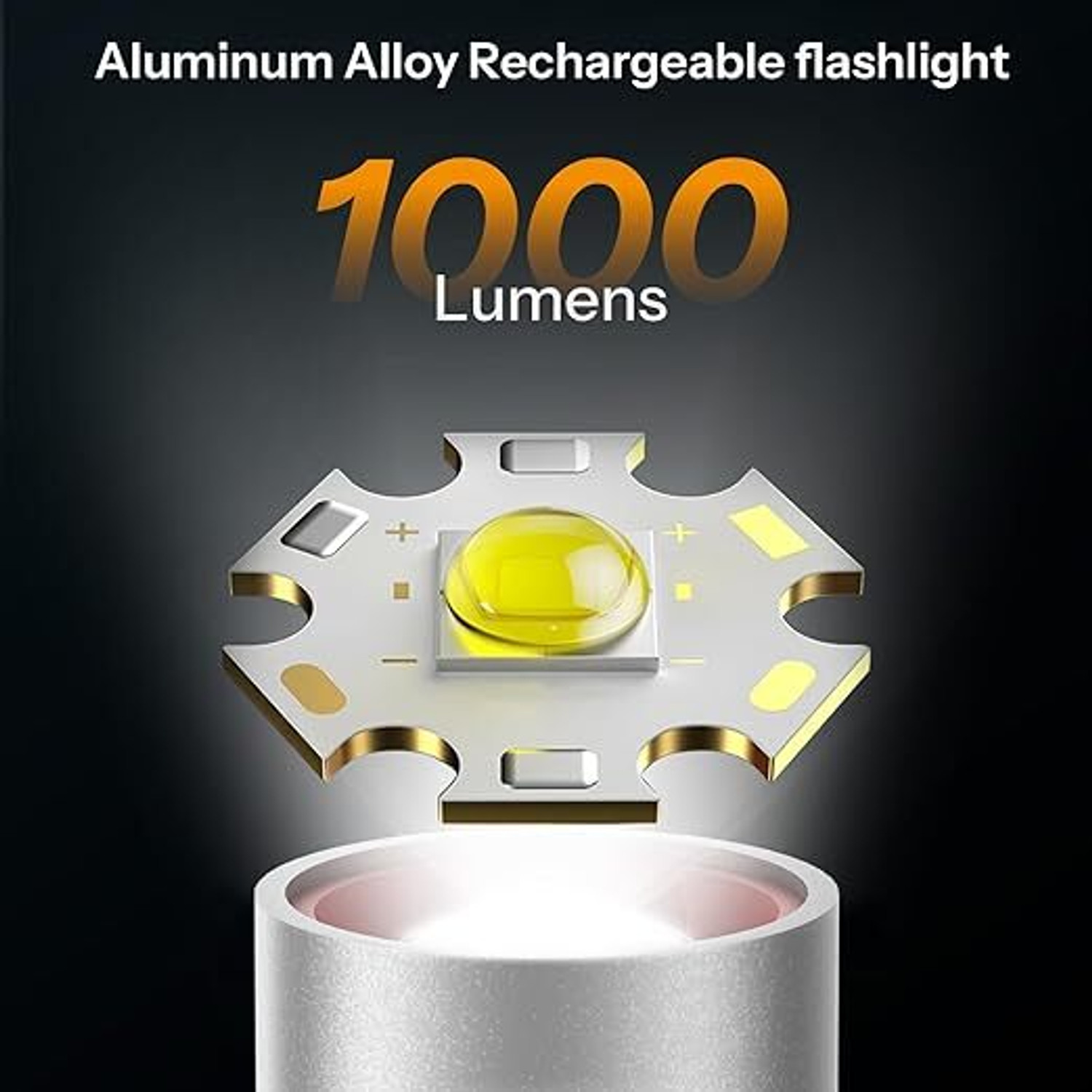 Image of Zeno volt M15 Metal Led Light Long Range 1000 Meter|1 Km High Power Zoomable & Type-C 5 hrs Torch Emergency Light
