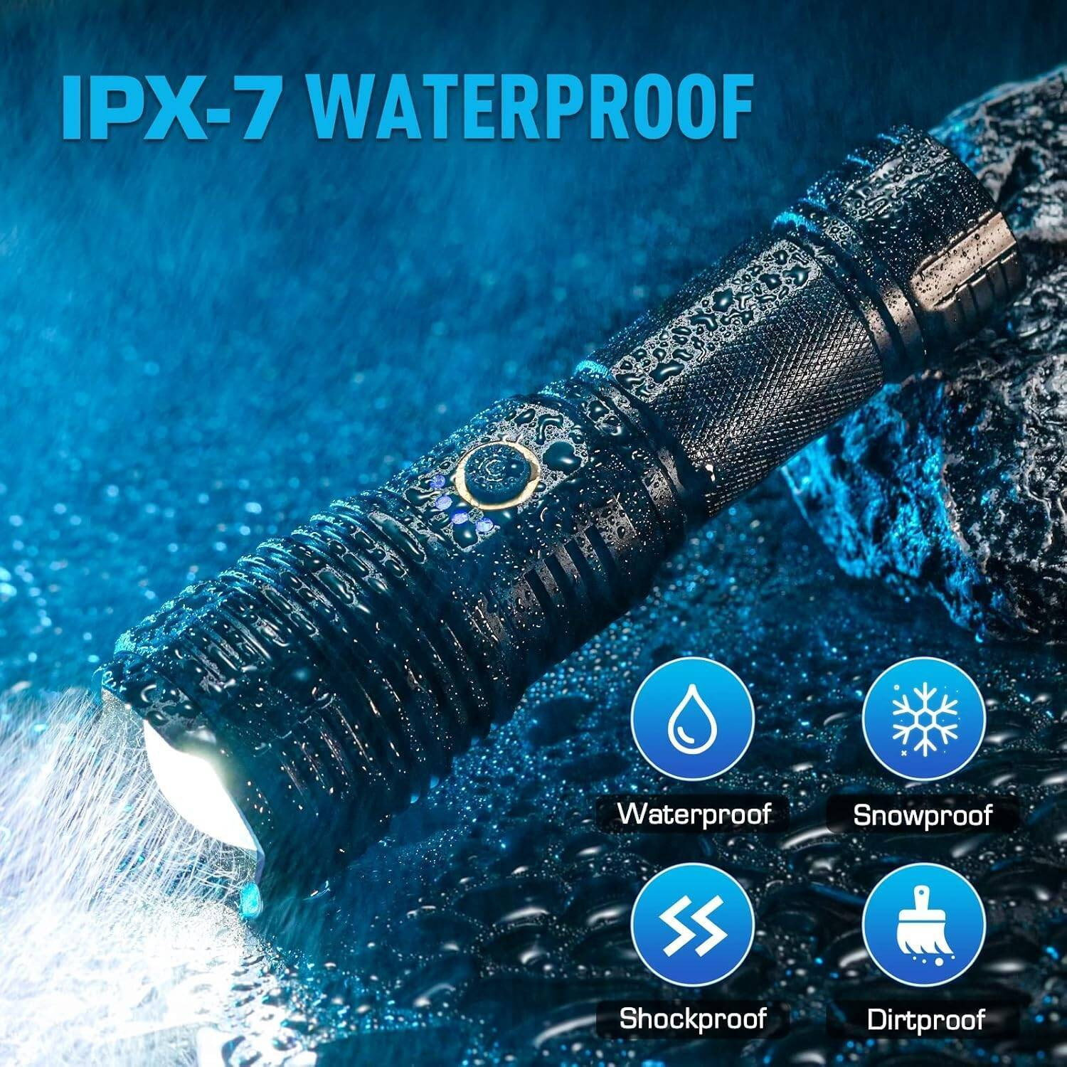 Image of Oximus Rechargeable LED Flashlight High Lumens 5 Modes, medium / low / sos Mode Powerful Torch