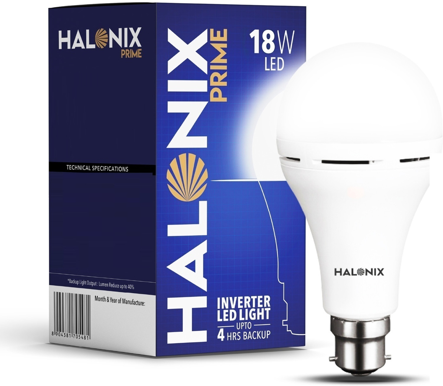 Image of HALONIX 18W Inverter Rechargeable bulb 4 hrs Bulb Emergency Light