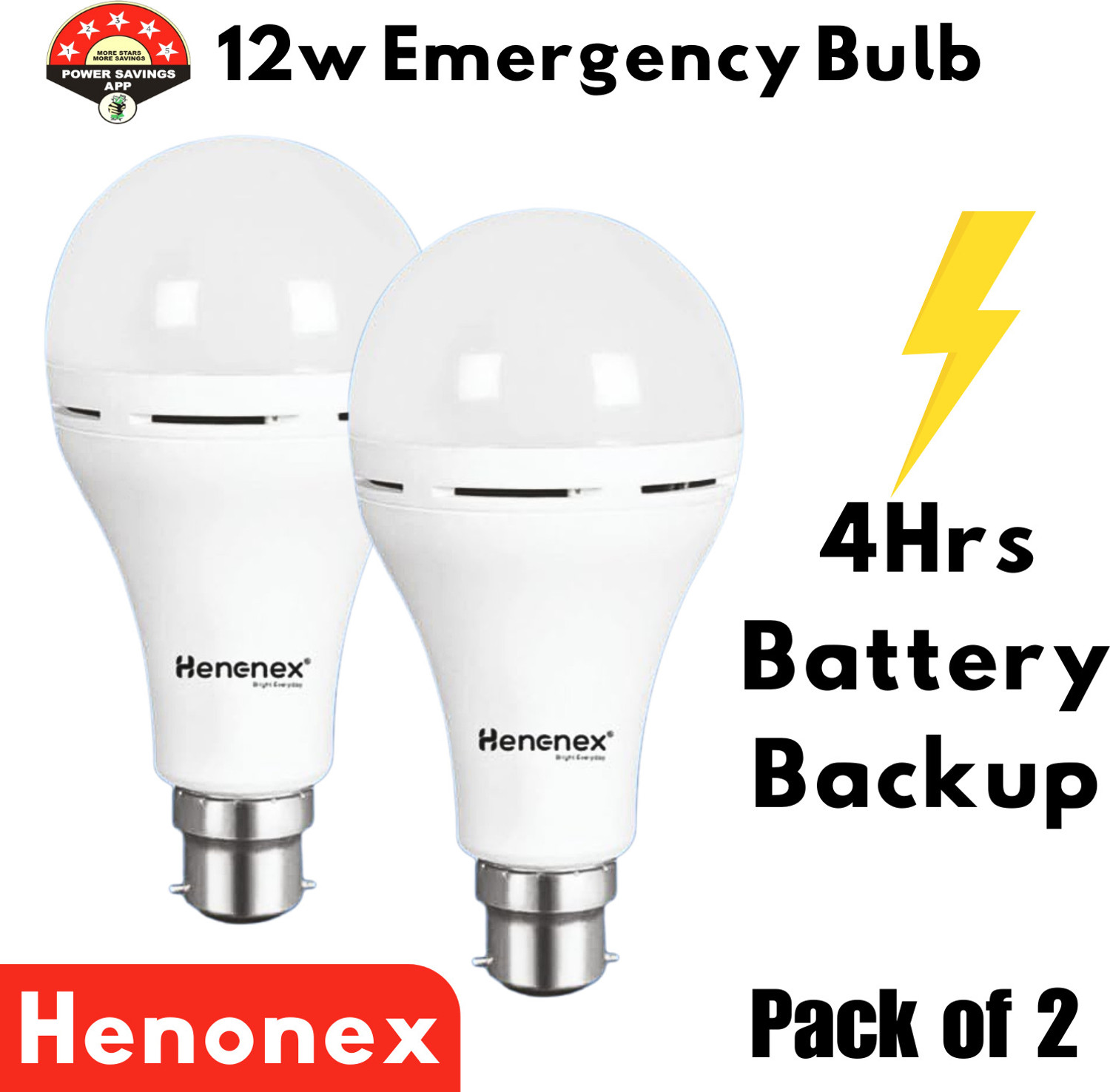 Image of Henonex Bulb Combo Pack of 2 | Rechargeable Emergency Lighting 2 hrs Bulb Emergency Light